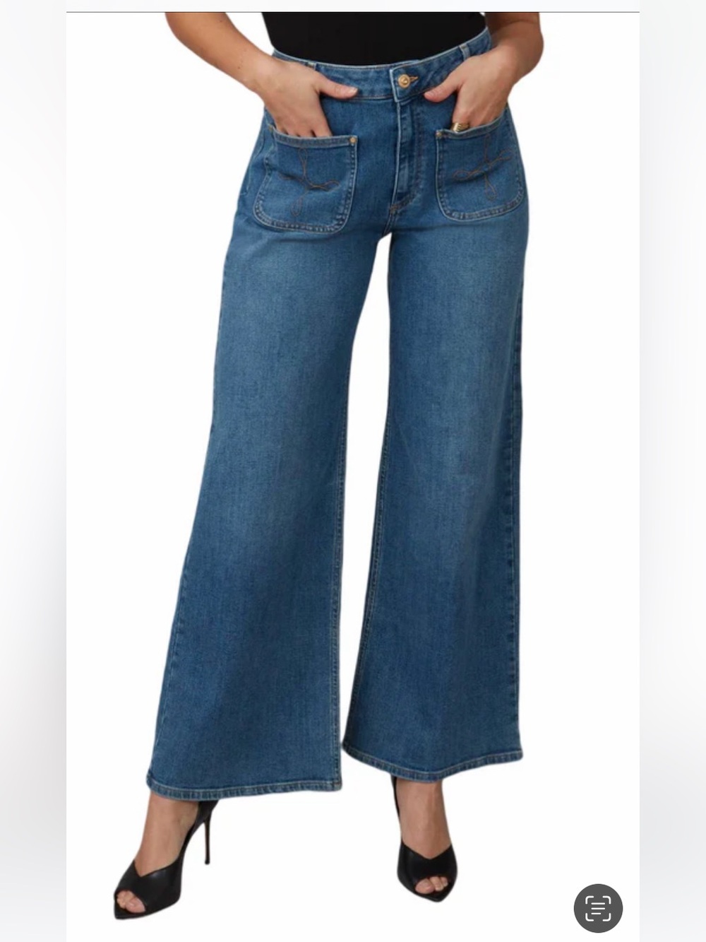 Lola Jeans Western Inspired Milan-RCB High Rise Wide Leg Medium Wash Jean Size29 - Picture 3 of 16